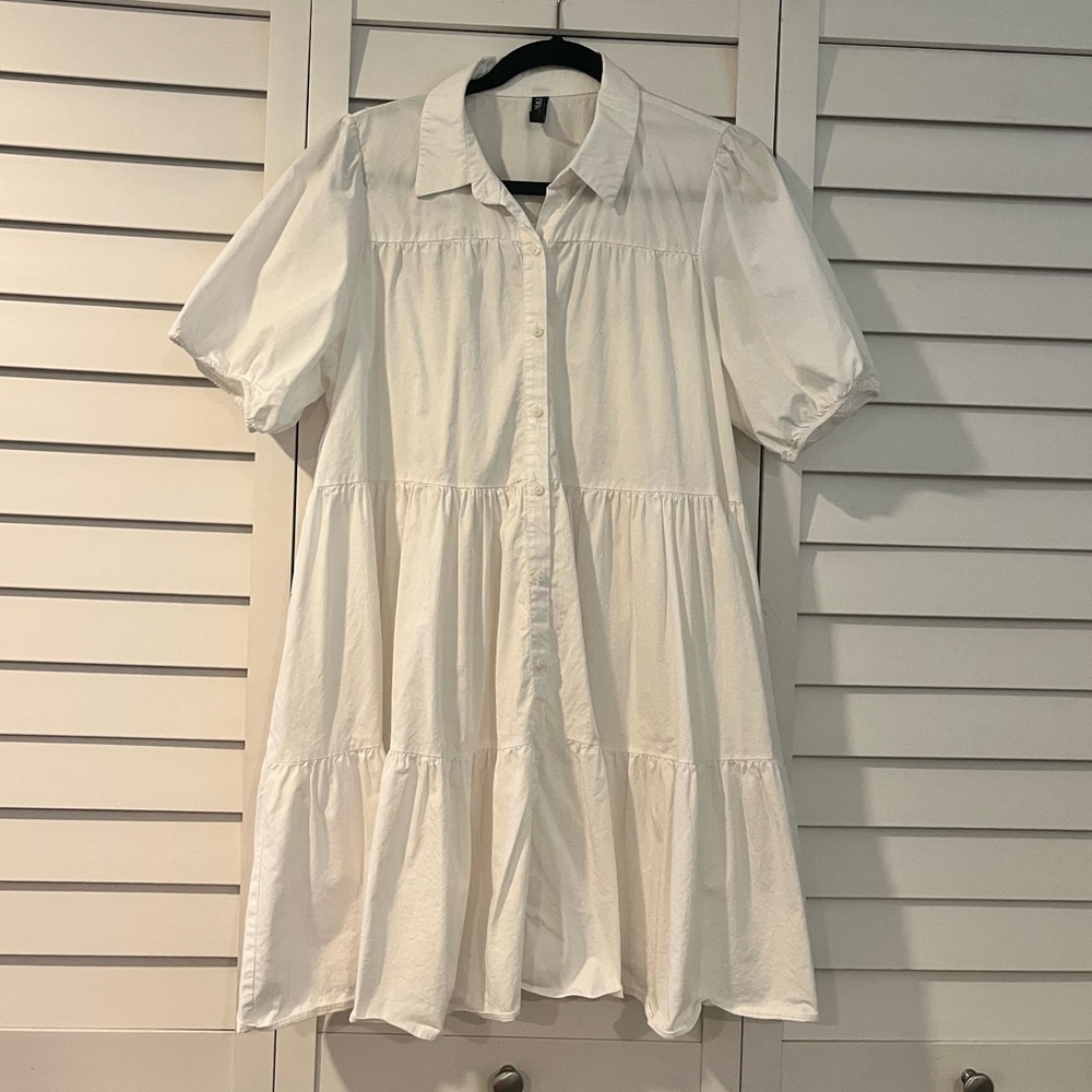 Zara White Button Up Mini Dress, Size XL